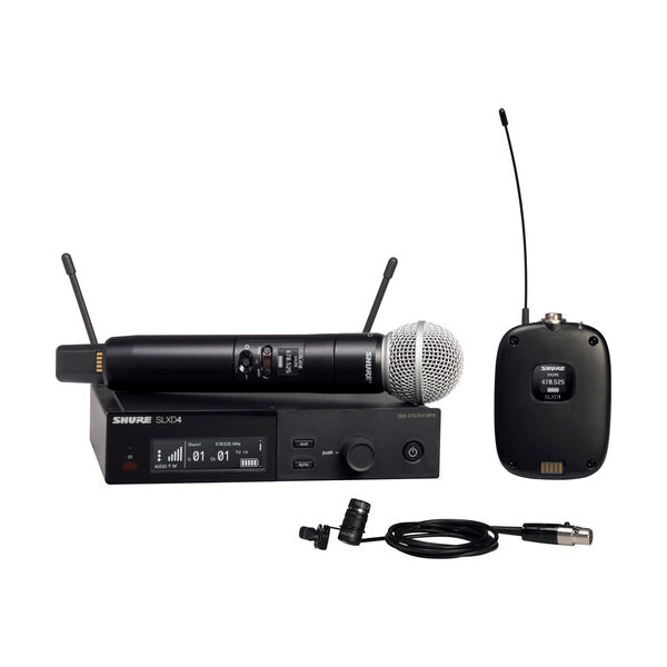 Shure SLXD124/85 Wireless Mic System with SLXD2/58 Handheld Mic SLXD1 Bodypack Transmitter and WL185 Microphone (SLXD124 SM85)
