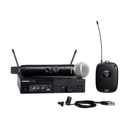 Shure SLXD124/85 Wireless Mic System with SLXD2/58 Handheld Mic SLXD1 Bodypack Transmitter and WL185 Microphone (SLXD124 SM85)