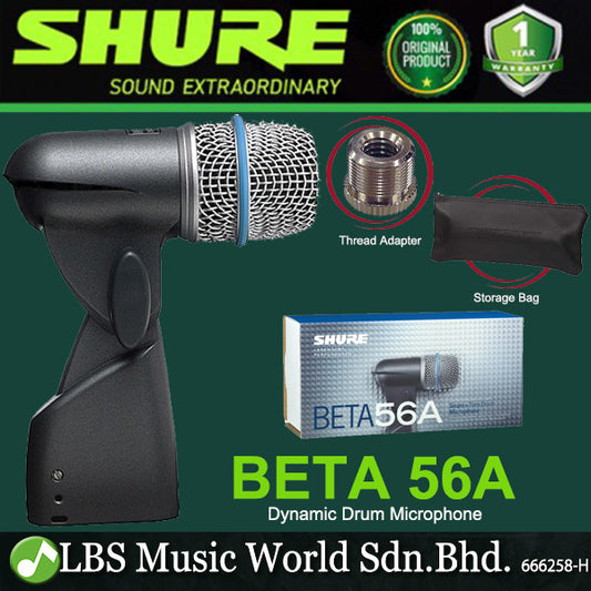 Shure Beta 56A Supercardioid Dynamic Drum Microphone with Response Tailored to Drums and Instruments Mic (Beta 56)