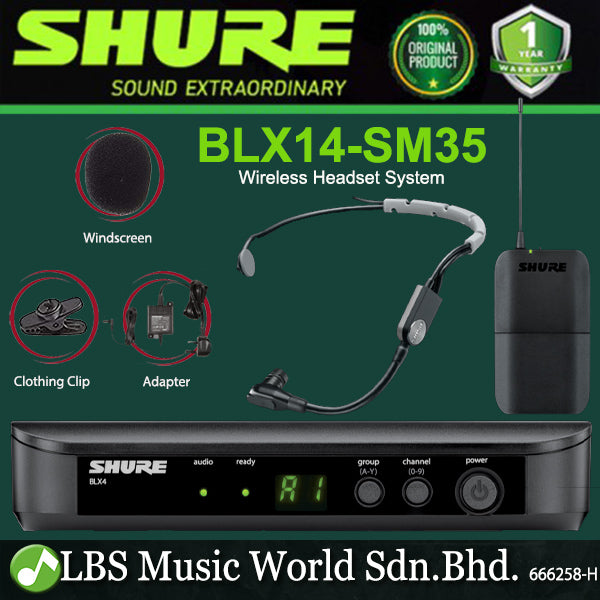 Shure BLX14/SM35 Wireless Headset Cardioid Condenser Microphone System for Performance (BLX14SM35 BLX14 SM35)