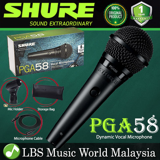 Shure PGA58 Cardioid Dynamic Vocal Microphone with XLR Mic Cable