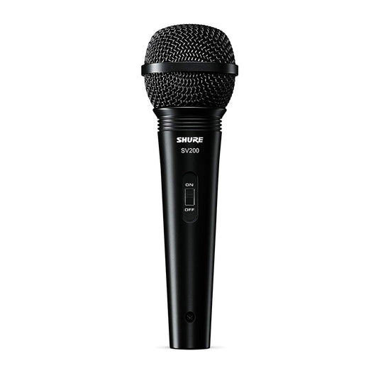 Shure SV200 Dynamic Vocal Microphone with XLR to QTR Cable 6.3mm with Mic Stand (SV 200)