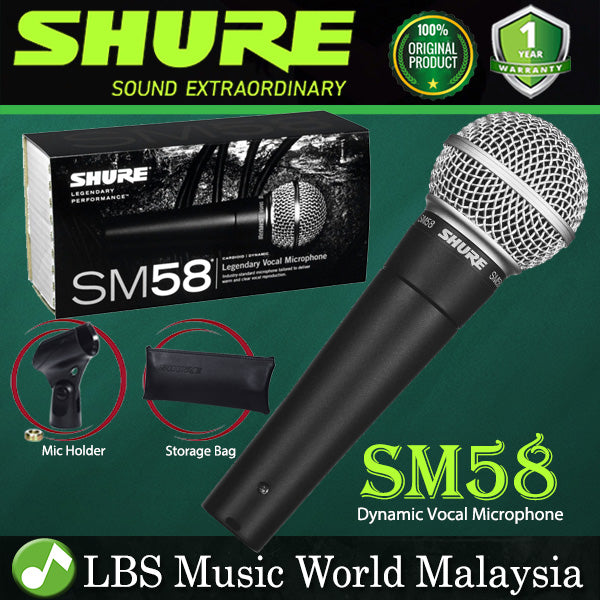 Shure SM58-LC Handheld Dynamic Vocal Microphone Mic Clamp Cable tie and Pouch (SM58 SM-58 SM58LC)