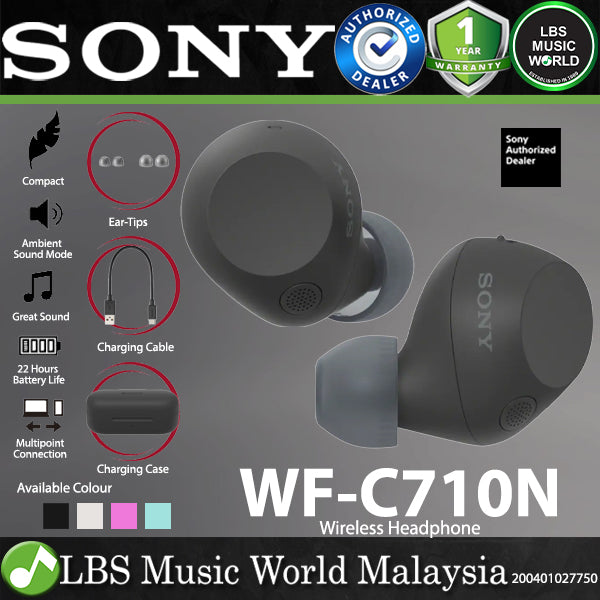 Sony WF-C710N Wireless Noise Canceling Earphone Bluetooth Earbud with Mic (C710N)
