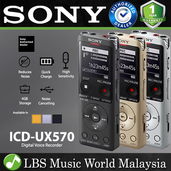 Sony ICD-UX570F Light Weight Voice Recorder with Build in Mic for Reporter Microphone (UX570 UX570F)