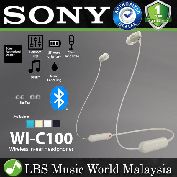 Sony WI-C100 Wireless Earphone Bluetooth Headphones with Microphone (WI C100)