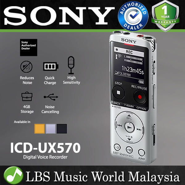Sony ICD-UX570F Light Weight Voice Recorder with Build in Mic for Reporter Microphone (UX570 UX570F)
