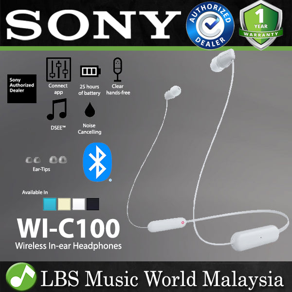 Sony WI-C100 Wireless Earphone Bluetooth Headphones with Microphone (WI C100)