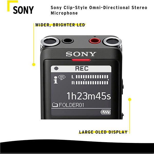 Sony ICD-UX570F Light Weight Voice Recorder with Build in Mic for Reporter Microphone (UX570 UX570F)