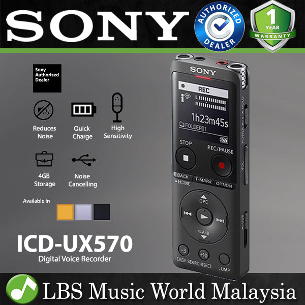 Sony ICD-UX570F Light Weight Voice Recorder with Build in Mic for Reporter Microphone (UX570 UX570F)