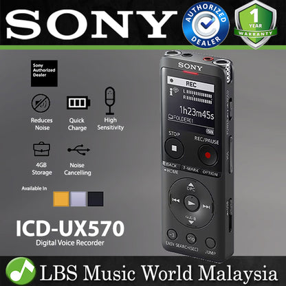 Sony ICD-UX570F Light Weight Voice Recorder with Build in Mic for Reporter Microphone (UX570 UX570F)