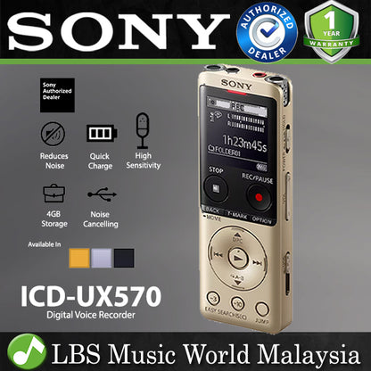 Sony ICD-UX570F Light Weight Voice Recorder with Build in Mic for Reporter Microphone (UX570 UX570F)