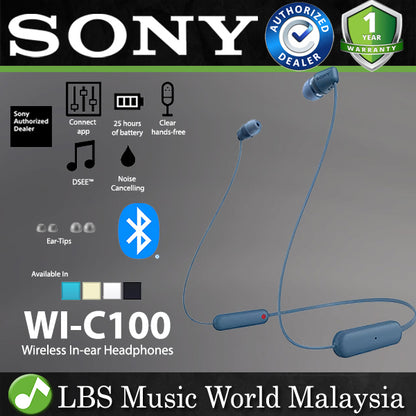 Sony WI-C100 Wireless Earphone Bluetooth Headphones with Microphone (WI C100)