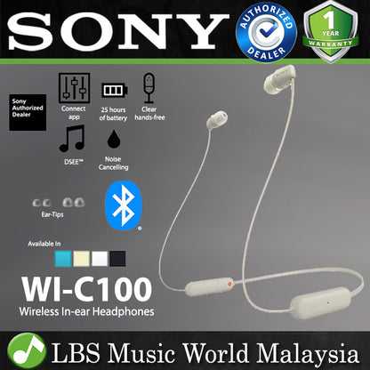 Sony WI-C100 Wireless Earphone Bluetooth Headphones with Microphone (WI C100)