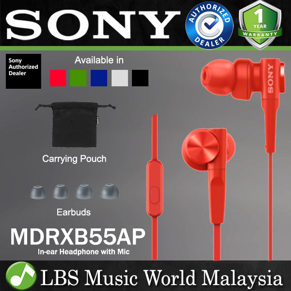 Sony MDR-XB55AP Extra Bass In Ear Headphone with Microphone Earphone Mic (MDR XB55AP)