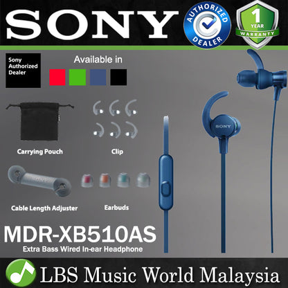 [Discontinued] Sony MDR-XB510AS Extra Bass Wired Sport In Ear Earphone Headset (MDR XB510AS)