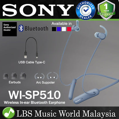 Sony WI-SP510 Sports Wireless Earphones Extra Bass In Ear Headphones With Water Resistant (WI SP510)