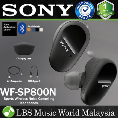 Sony WF-SP800N Sports Wireless Noise Cancelling In Ear Headphones Earphones With Water and Dust Resistant (WF SP800N)