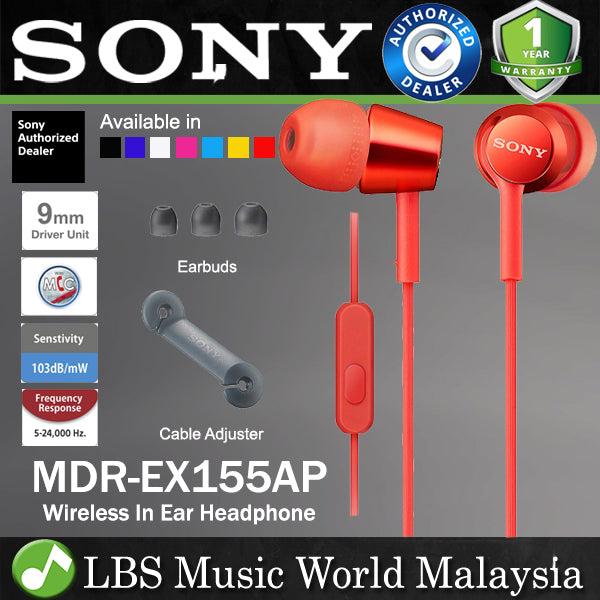 Sony MDR-EX155AP Wired In Ear Headphone Earphone With Mic (MDR EX155AP)