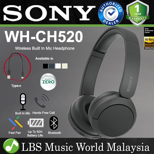 Sony WH-CH520 Wireless Bluetooth Headphone with Built In Microphone (WH CH520)