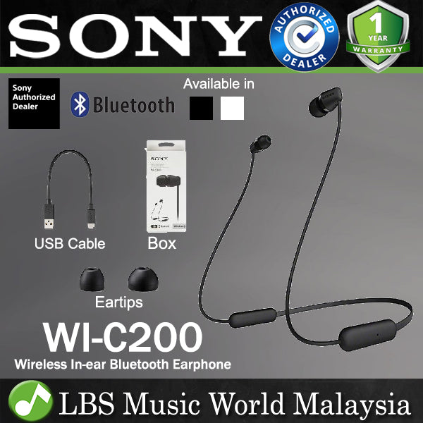 Sony WI-C200 Wireless In Ear Headphones Bluetooth Earphone with Magnetic Earbud (WIC200 WI C200)