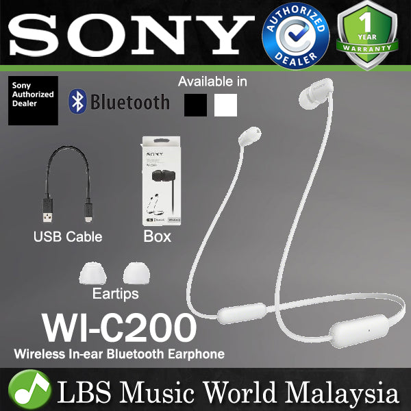 Sony WI-C200 Wireless In Ear Headphones Bluetooth Earphone with Magnetic Earbud (WIC200 WI C200)