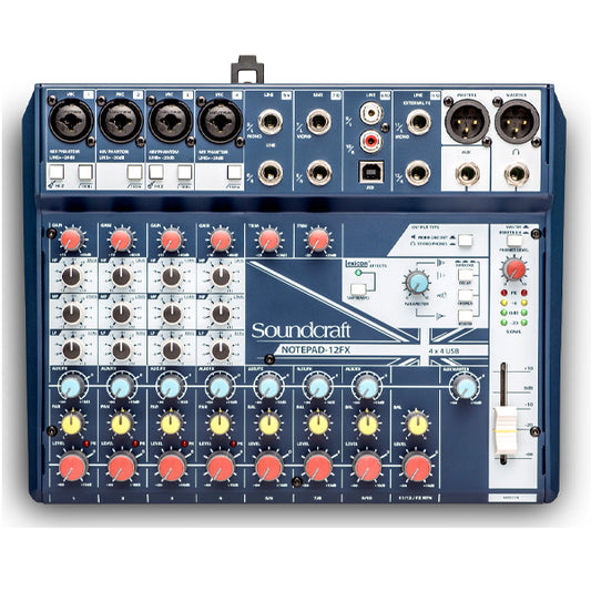 Soundcraft Notepad-12FX 12 Channel Format Analog Mixing Console Mixer with USB Audio Interface and Lexicon Effects (Notepad 12FX)