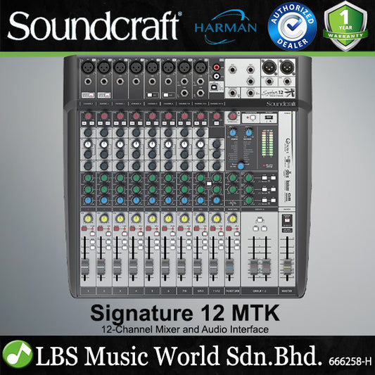 Soundcraft Signature 12 MTK Analog 12 Channel Multi Track Mixer and Audio Interface with Effects