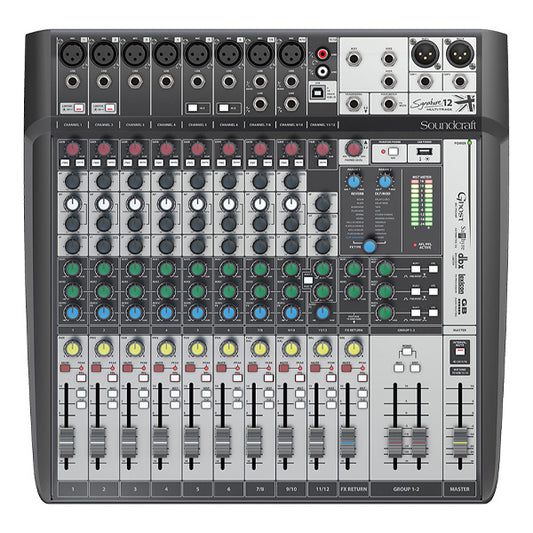 Soundcraft Signature 12 MTK Analog 12 Channel Multi Track Mixer and Audio Interface with Effects