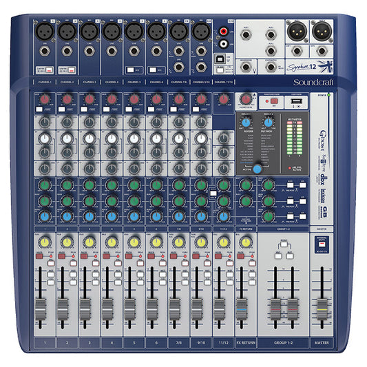 Soundcraft Signature 12 Channel Professional Audio Mixer Compact Analogue Mixing with Effect