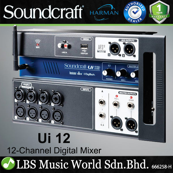 Soundcraft Ui12 12 Channel Digital Mixer With Wireless Remote Control, Effect and Wifi (Ui 12)