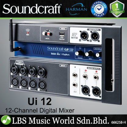 Soundcraft Ui12 12 Channel Digital Mixer With Wireless Remote Control, Effect and Wifi (Ui 12)