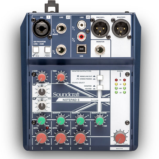 Soundcraft Notepad-5 5 Channel Analog Mixing Console with USB Audio Interface Mixer (Notepad 5)