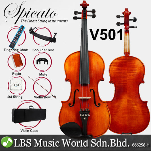 Spicato V501 4/4 Full Size Professional Violin Package with Case