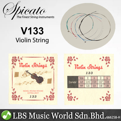 Spicato Violin String Set V133 Nickel Round Wound With Extra Light E A D G