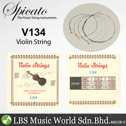 Spicato Violin String Set V134 Nickel Round Wound With Extra Light E A D G