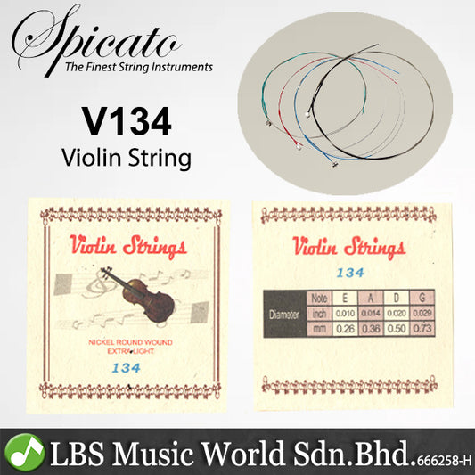 Spicato Violin String Set V134 Nickel Round Wound With Extra Light E A D G