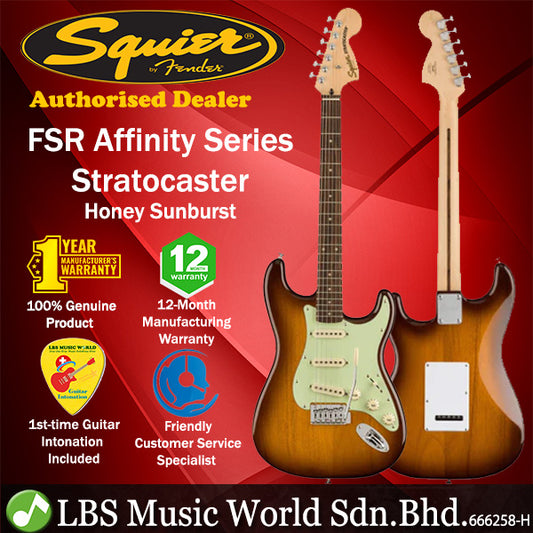 Squier FSR Affinity Stratocaster Electric Guitar Laurel Fretboard with Tremolo - Honey Sunburst