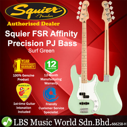 Squier FSR Affinity 4 String Precision Electric PJ Bass Guitar Maple Fingerboard - Surf Green