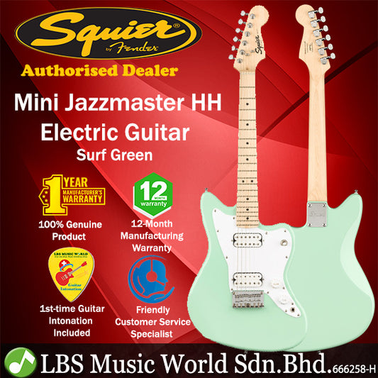 Squier Mini Jazzmaster HH Electric Guitar Maple Fingerboard - Surf Green (Jazz Master)