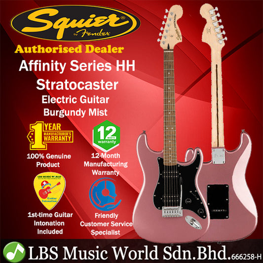Squier Affinity Series HH Stratocaster Electric Guitar Laurel Fingerboard - Burgundy Mist