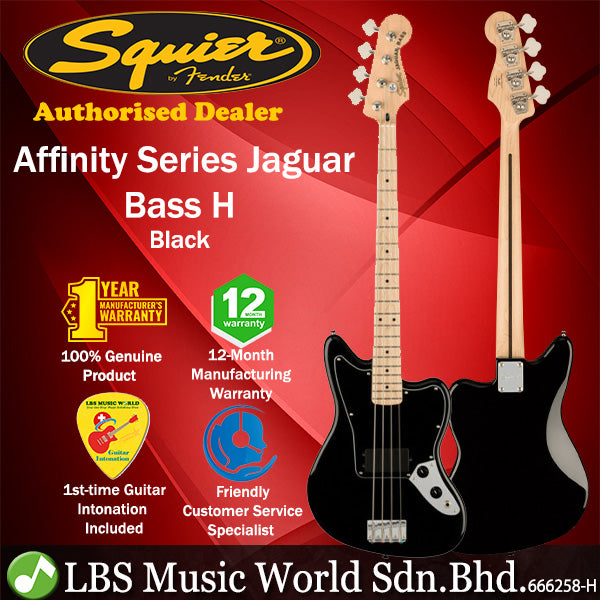 Squier Affinity Series Jaguar 4 String Electric Bass Guitar H Maple Fingerboard - Black