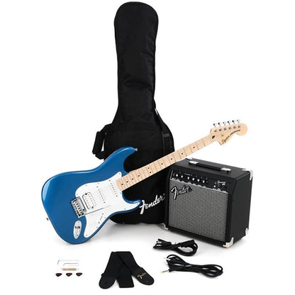 Squier Affinity Series HSS Stratocaster Guitar Pack with Frontman 15G Combo Speaker Amplifier  - Lake Placid Blue