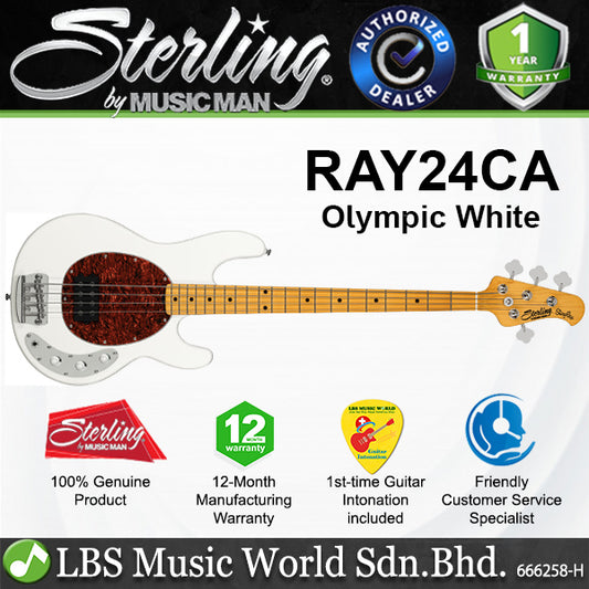 Sterling by Ernie Ball Ray24ca Stingray Electric Bass Guitar - Olympic White (RAY24CA)