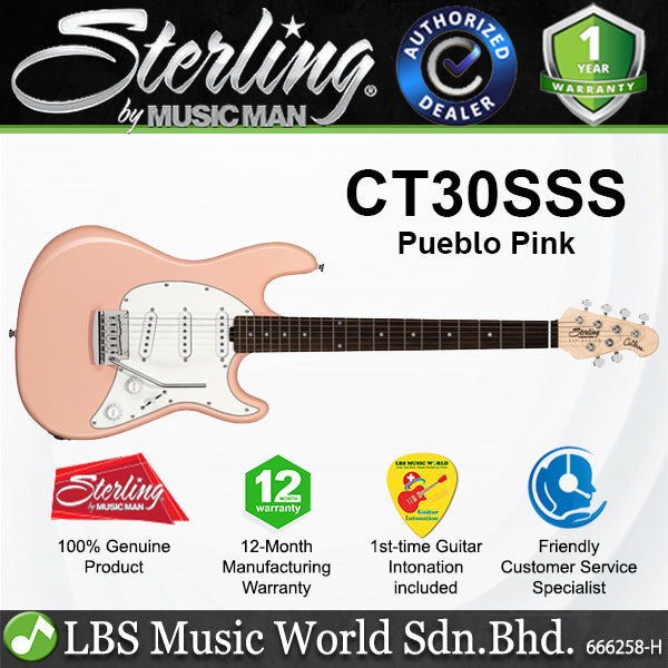 Sterling CT30SSS Cutlass SSS Series Fulcrum Tremolo Electric Guitar - Pueblo Pink (CT30SSS PBP)