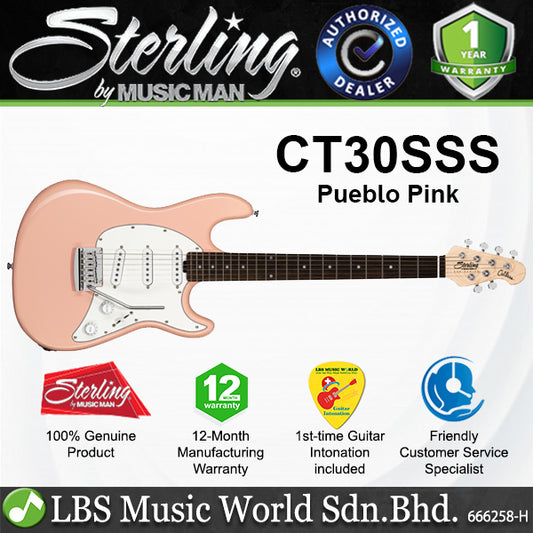 Sterling CT30SSS Cutlass SSS Series Fulcrum Tremolo Electric Guitar - Pueblo Pink (CT30SSS PBP)