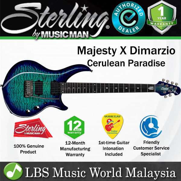 Sterling MAJ200XQM Majesty X Dimarzio Electric Guitar - Cerulean Paradise (MAJ200 MAJ200X QM)