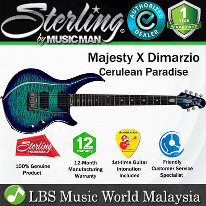 Sterling MAJ200XQM Majesty X Dimarzio Electric Guitar - Cerulean Paradise (MAJ200 MAJ200X QM)