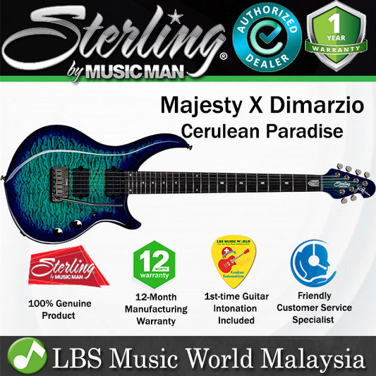 Sterling MAJ200XQM Majesty X Dimarzio Electric Guitar - Cerulean Paradise (MAJ200 MAJ200X QM)