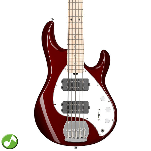 Sterling by Ernie Ball Music Man Stingray Ray5HH Electric Bass Guitar- Candy Apple Red (RAY5HH-CAR)